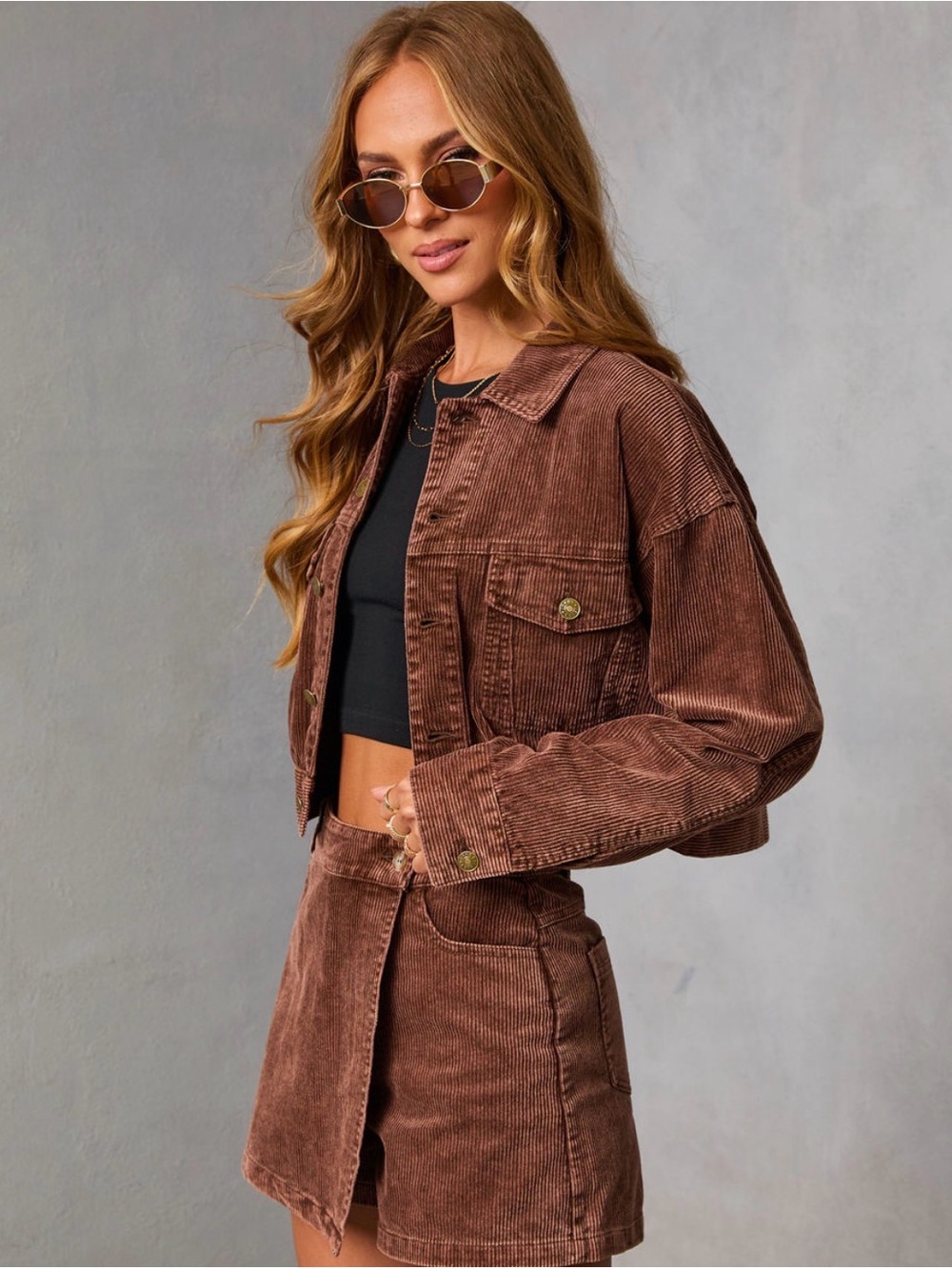VICI brown corduroy cropped jacket